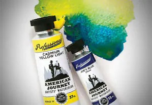 American Journey Artists' Watercolor tubes of yellow and blue