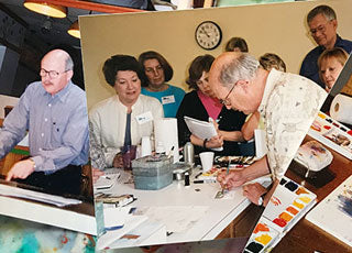 Joe teaching people at an art class