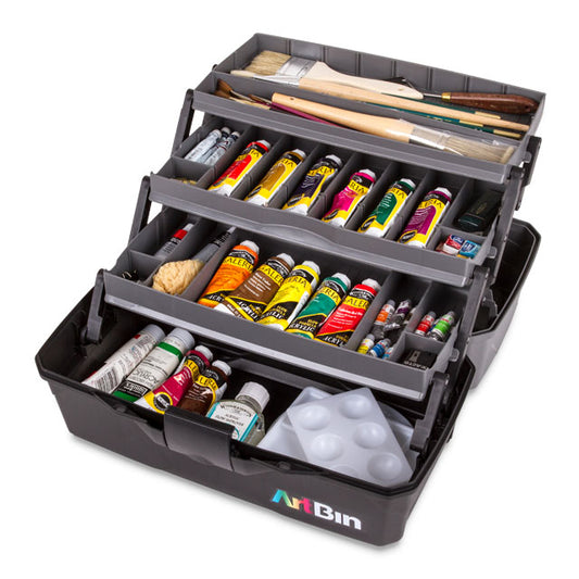  3-Tray Art Supply Box, Open (Art Supplies Not Included)