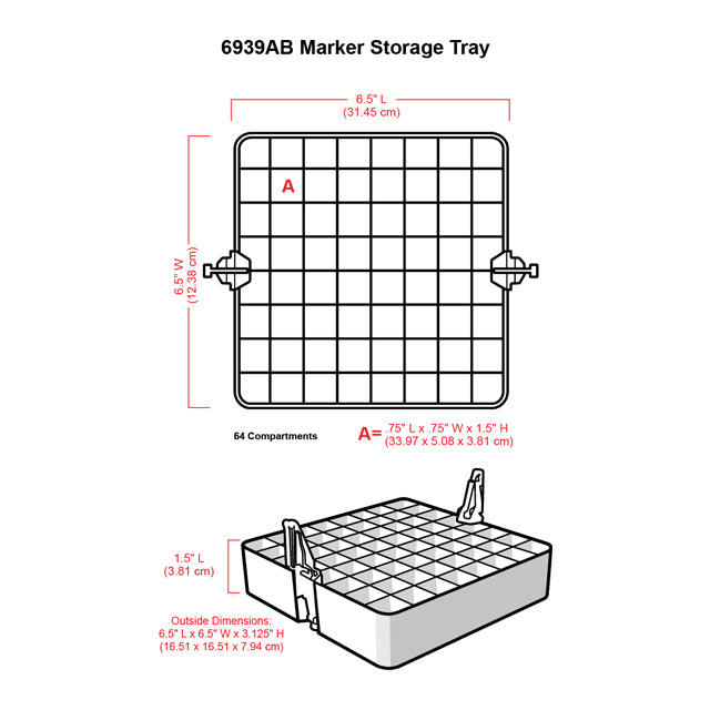 Marker Storage Tray Dimensions (Illustration with Tray Measurements)