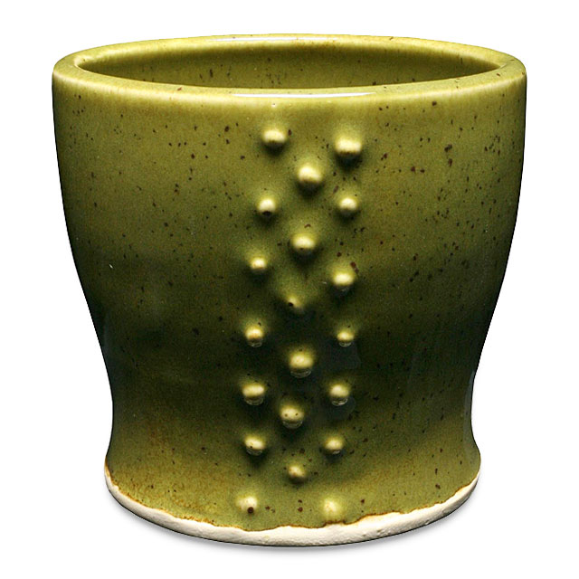 Ceramic cup glazed with PC-29 Deep Olive Speckle.