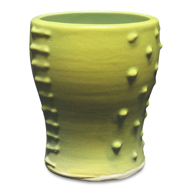 Ceramic cup glazed with PC-49 Frosted Melon.