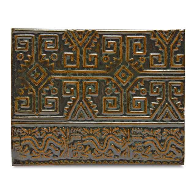 Tile created using Amaco Texture Mold MCTM-1 Pre-Columbian Multicultural