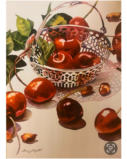 Anne Abgott Online Art Workshop: Cherries and Silver in Watercolor, April 7, 2025