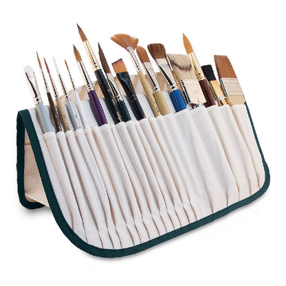 Canvas Brush Holder, Green Trim (Brushes sold separately)