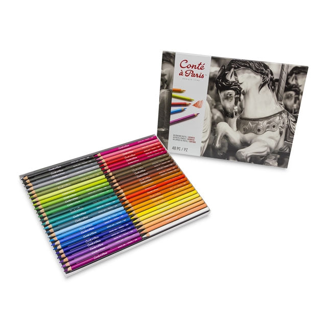 Conté Crayon Pastel Pencil Set, 48 Assorted Colors