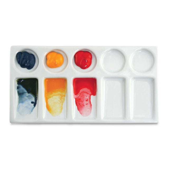 Rectangular 10-Well Porcelain Palette (Paint Not Included)