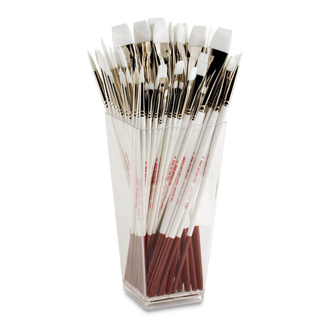 White Synthetic - Long Handle Assorted 72 Brush Set 1