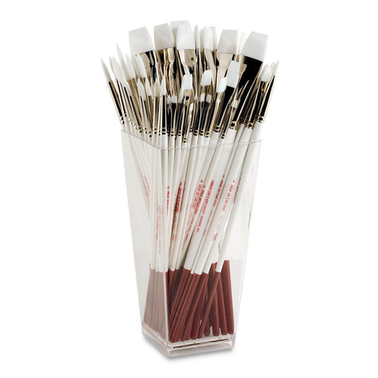 White Synthetic - Long Handle Assorted 72 Brush Set 1