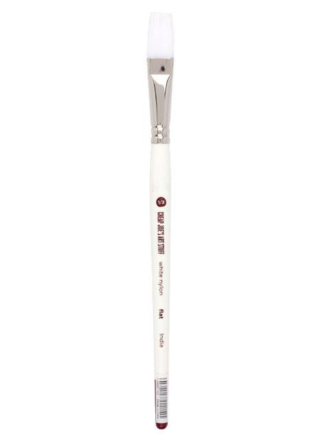 Cheap Joe's White Synthetic, Short Handle, Flat, 1/2"