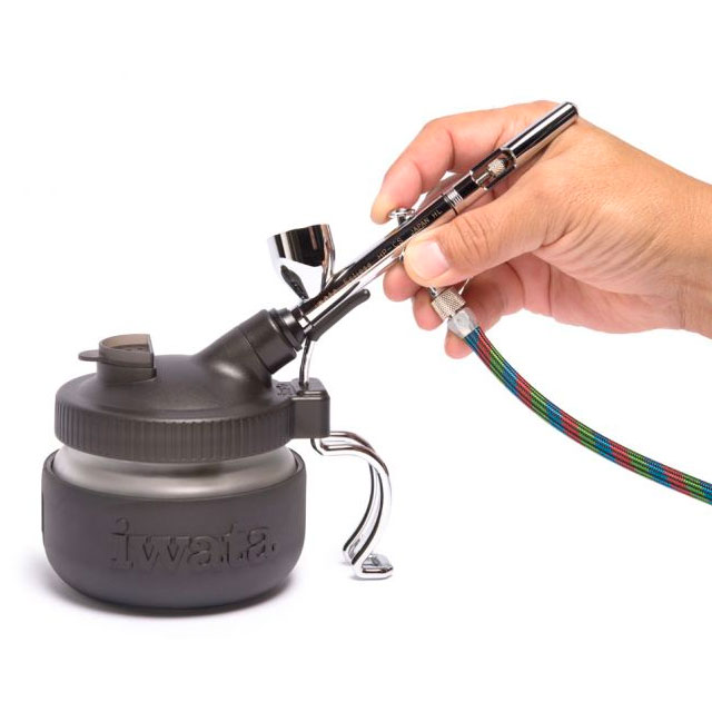 Universal Spray Out Pot In Use (Airbrush Not Included)