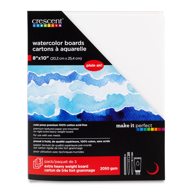 No. 114 Watercolor Board, 8" x 10", Pkg. of 3