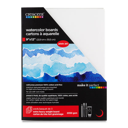 No. 114 Watercolor Board, 9" x 12", Pkg. of 3