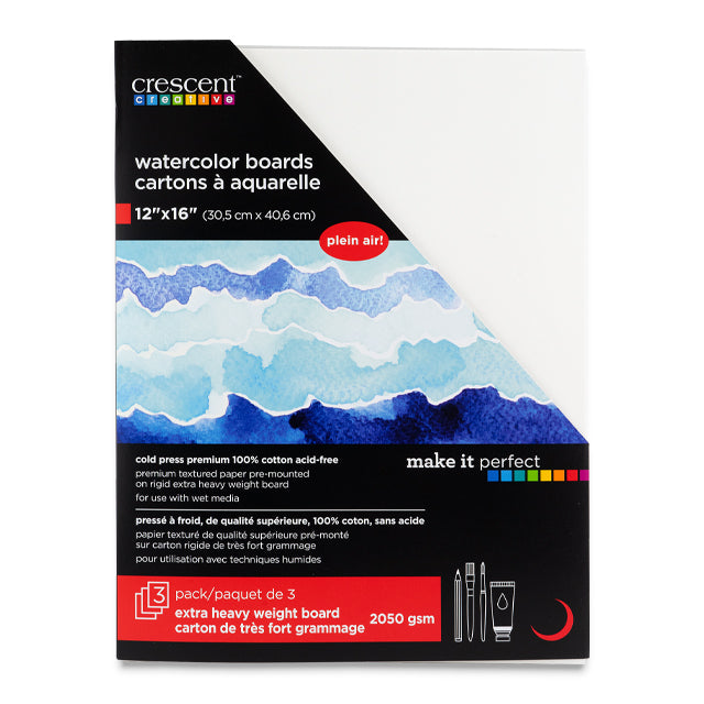 No. 114 Watercolor Board, Cold Press, 12" x 16", Pkg. of 3