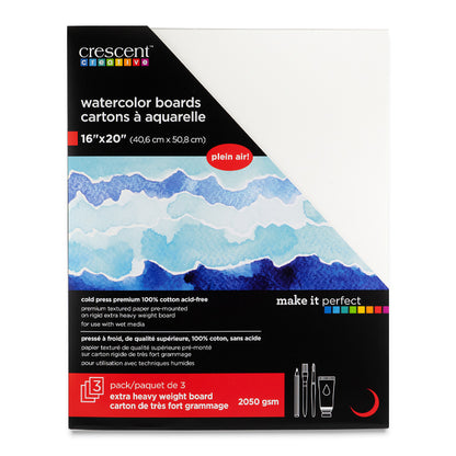 No. 114 Watercolor Board, Cold Press, 16" x 20", Pkg. of 3