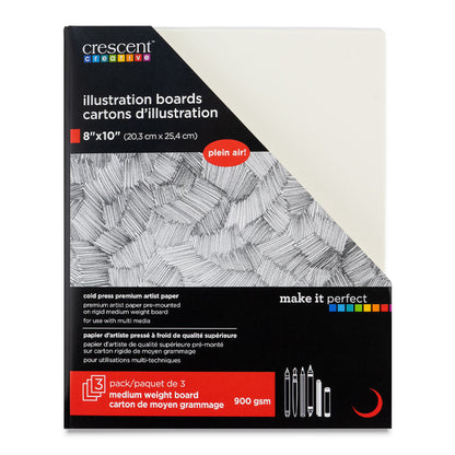 No. 300 Cold Press Illustration Board, 8" x 10", Pkg. of 3