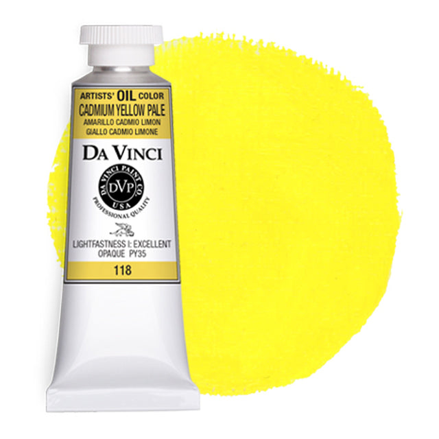 Da Vinci Artists' Oil Color, Cadmium Yellow Pale, 40 ml.