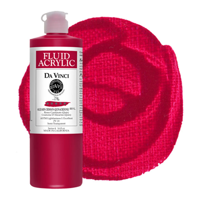 Da Vinci Fluid Acrylic, Alizarin Crimson Quinacridone, 16 oz.