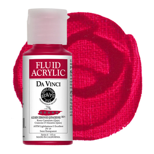 Da Vinci Fluid Acrylic, Alizarin Crimson Quinacridone, 1 oz.