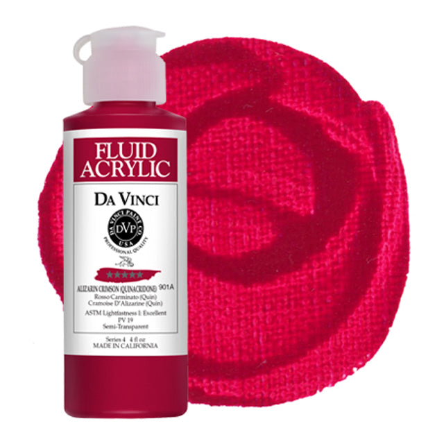 Da Vinci Fluid Acrylic, Alizarin Crimson Quinacridone, 4 oz.