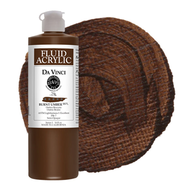 Da Vinci Fluid Acrylic, Burnt Umber, 16 oz.