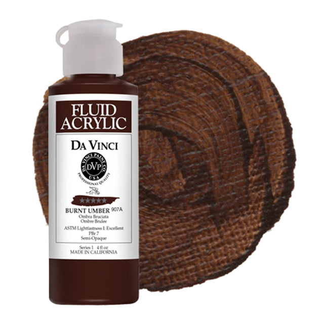 Da Vinci Fluid Acrylic, Burnt Umber, 4 oz.