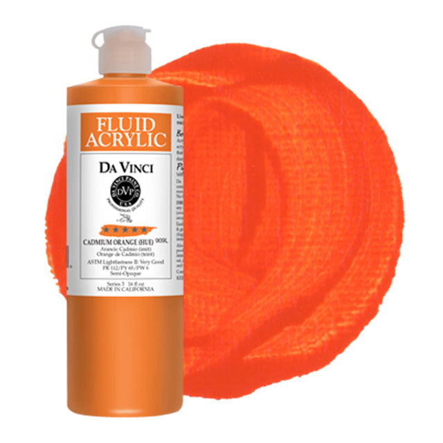 Da Vinci Fluid Acrylic, Cadmium Orange Hue, 16 oz.