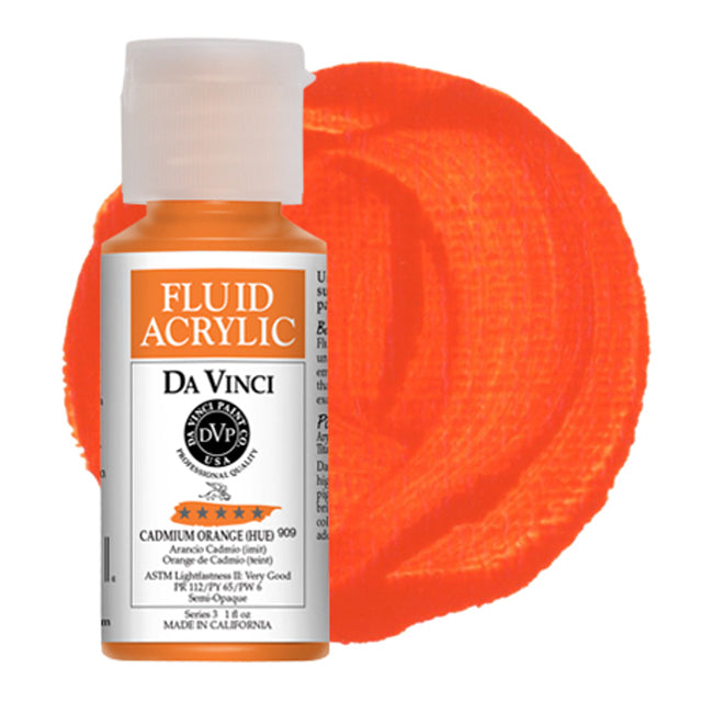 Da Vinci Fluid Acrylic, Cadmium Orange Hue, 1 oz.