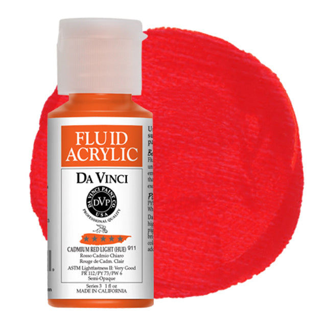 Da Vinci Fluid Acrylic, Cadmium Red Light Hue, 1 oz.