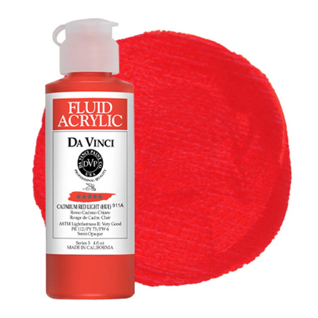 Da Vinci Fluid Acrylic, Cadmium Red Light Hue, 4 oz.