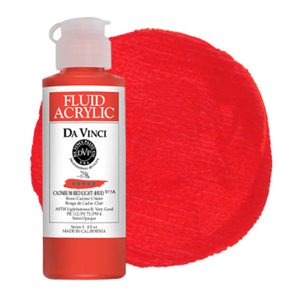 Da Vinci Fluid Acrylic, Cadmium Red Light Hue, 4 oz.