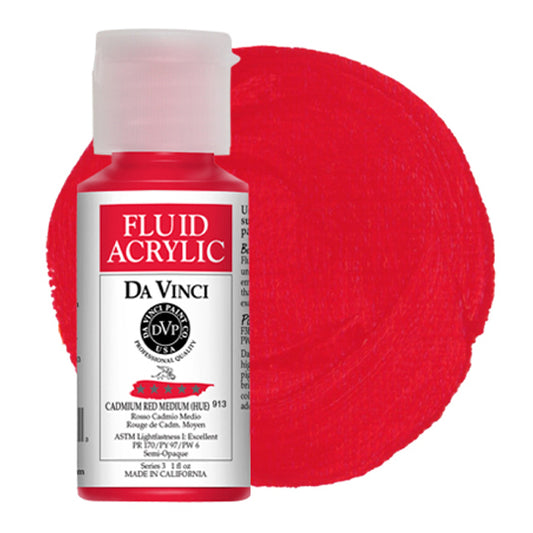 Da Vinci Fluid Acrylic, Cadmium Red Medium Hue, 1 oz.