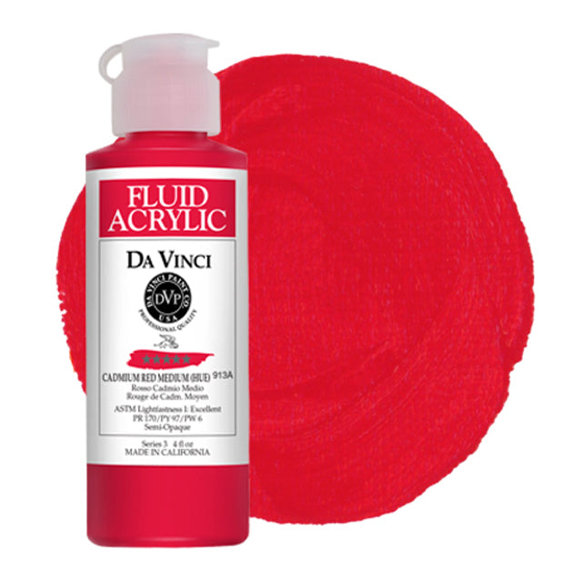 Da Vinci Fluid Acrylic, Cadmium Red Medium Hue, 4 oz.