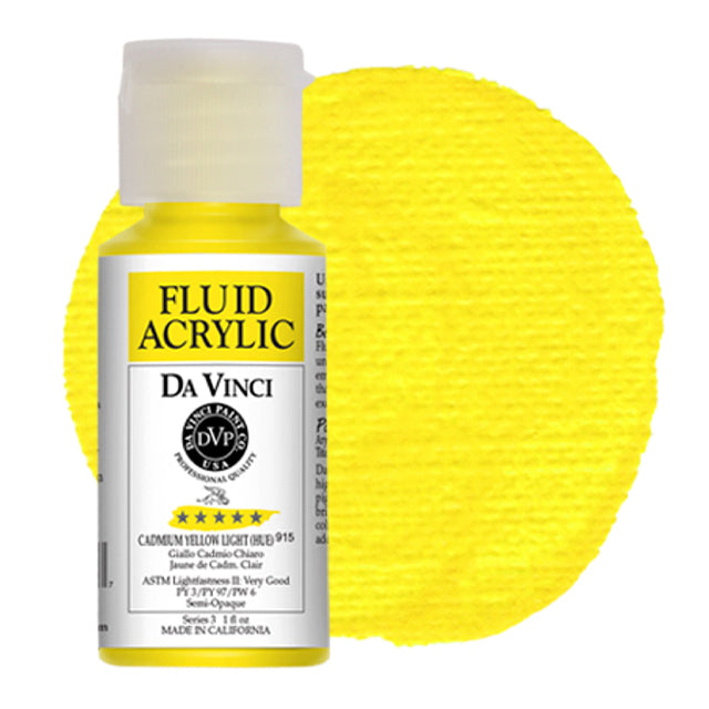 Da Vinci Fluid Acrylic, Cadmium Yellow Light Hue, 1 oz.