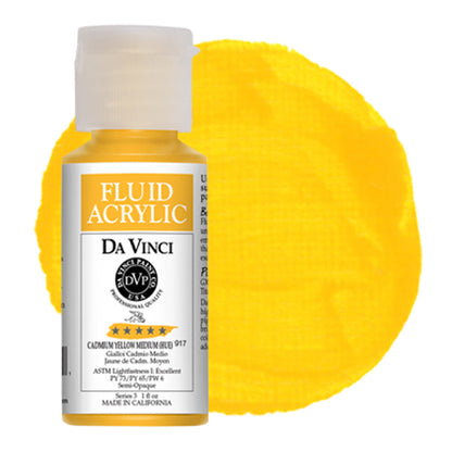 Da Vinci Fluid Acrylic, Cadmium Yellow Medium Hue, 1 oz.