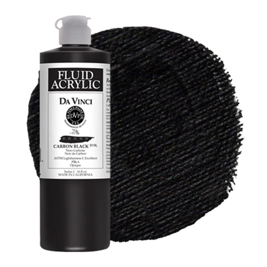 Da Vinci Fluid Acrylic, Carbon Black, 16 oz.