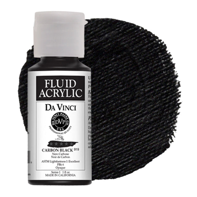 Da Vinci Fluid Acrylic, Carbon Black, 1 oz.