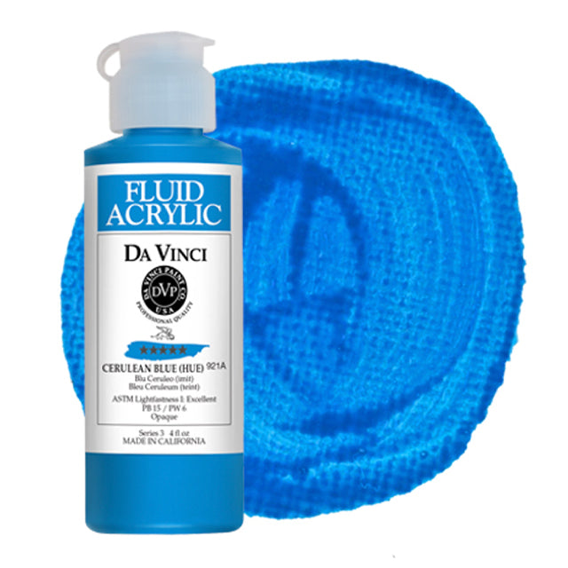 Da Vinci Fluid Acrylic, Cerulean Blue Hue, 4 oz.