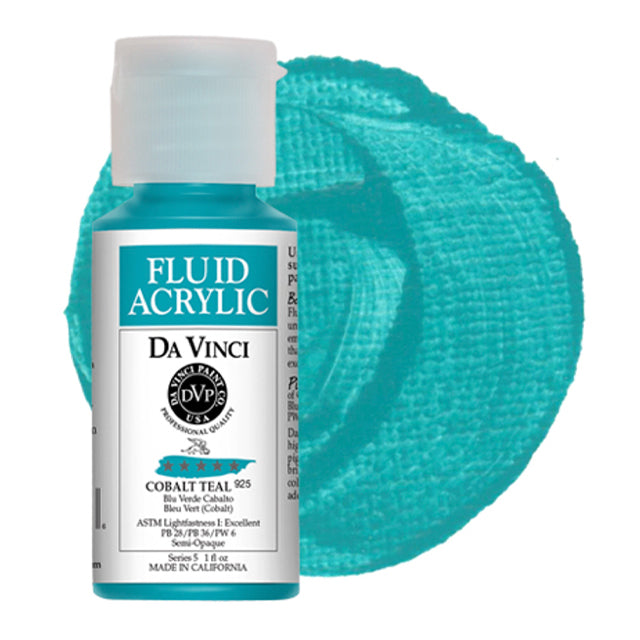 Da Vinci Fluid Acrylic, Cobalt Teal 1 oz.