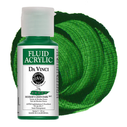 Da Vinci Fluid Acrylic, Hooker's Green Dark, 1 oz.