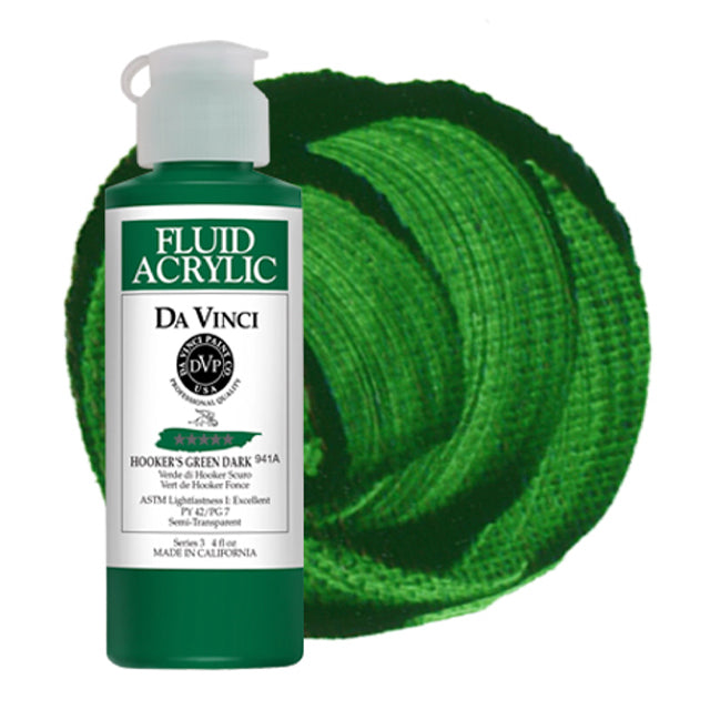 Da Vinci Fluid Acrylic, Hooker's Green Dark, 4 oz.