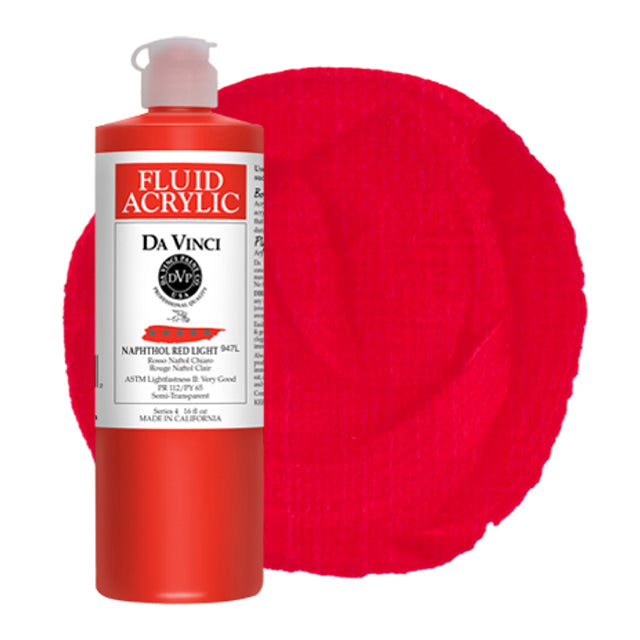 Da Vinci Fluid Acrylic, Naphthol Red Light, 16 oz.