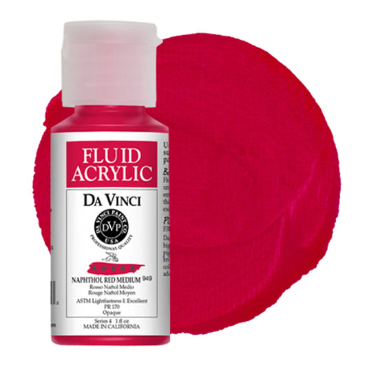 Da Vinci Fluid Acrylic, Naphthol Red Medium, 1 oz.