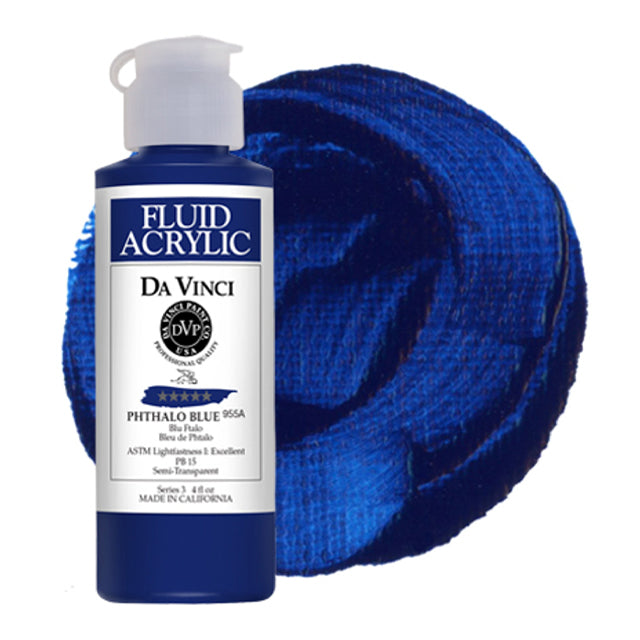 Da Vinci Fluid Acrylic, Phthalo Blue, 4 oz.