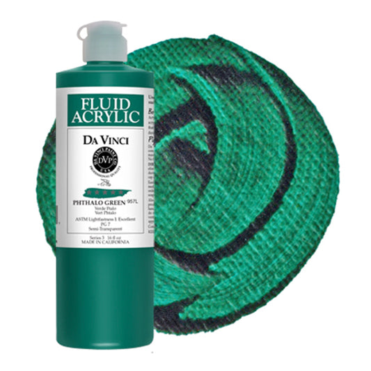 Da Vinci Fluid Acrylic, Phthalo Green, 16 oz.