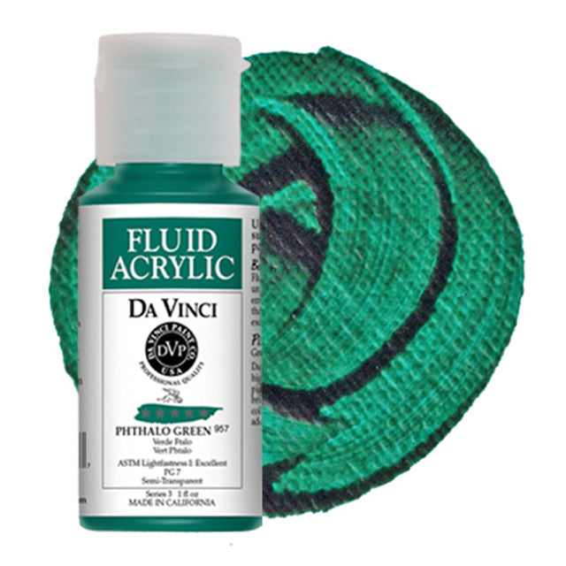 Da Vinci Fluid Acrylic, Phthalo Green, 1 oz.