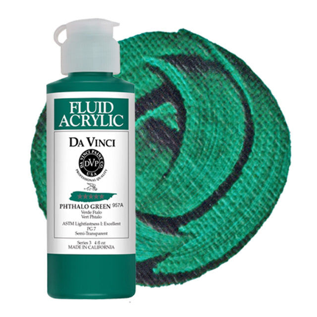 Da Vinci Fluid Acrylic, Phthalo Green, 4 oz.