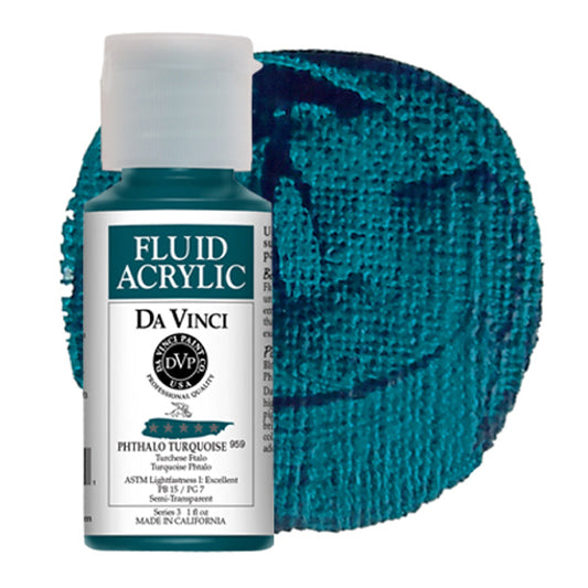 Da Vinci Fluid Acrylic, Phthalo Turquoise 1 oz.