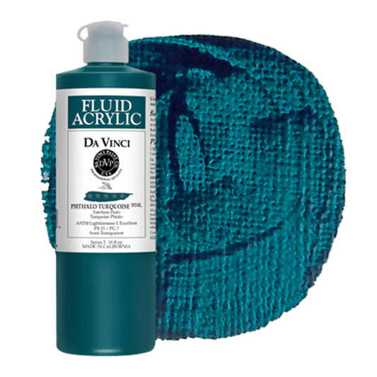 Da Vinci Fluid Acrylic, Phthalo Turquoise, 16 oz.