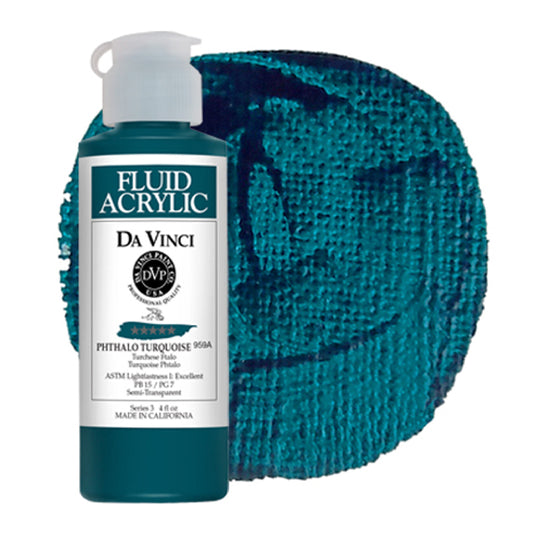 Da Vinci Fluid Acrylic, Phthalo Turquoise, 4 oz.